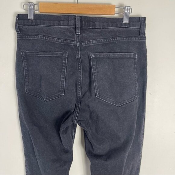 Everlane Black The High Rise Kick Crop Jean Raw Hem Size 30 Regular Flare - Picture 6 of 11